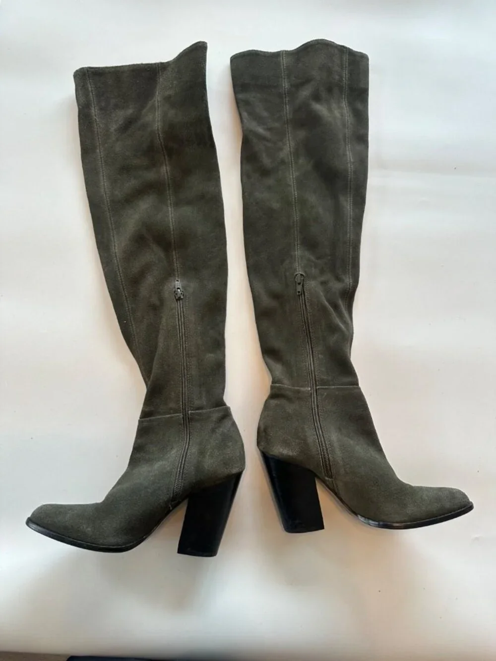 Aldo Women's 6.5 Green Khaki Over the Knee Heeled Boots Fall Autumn Career